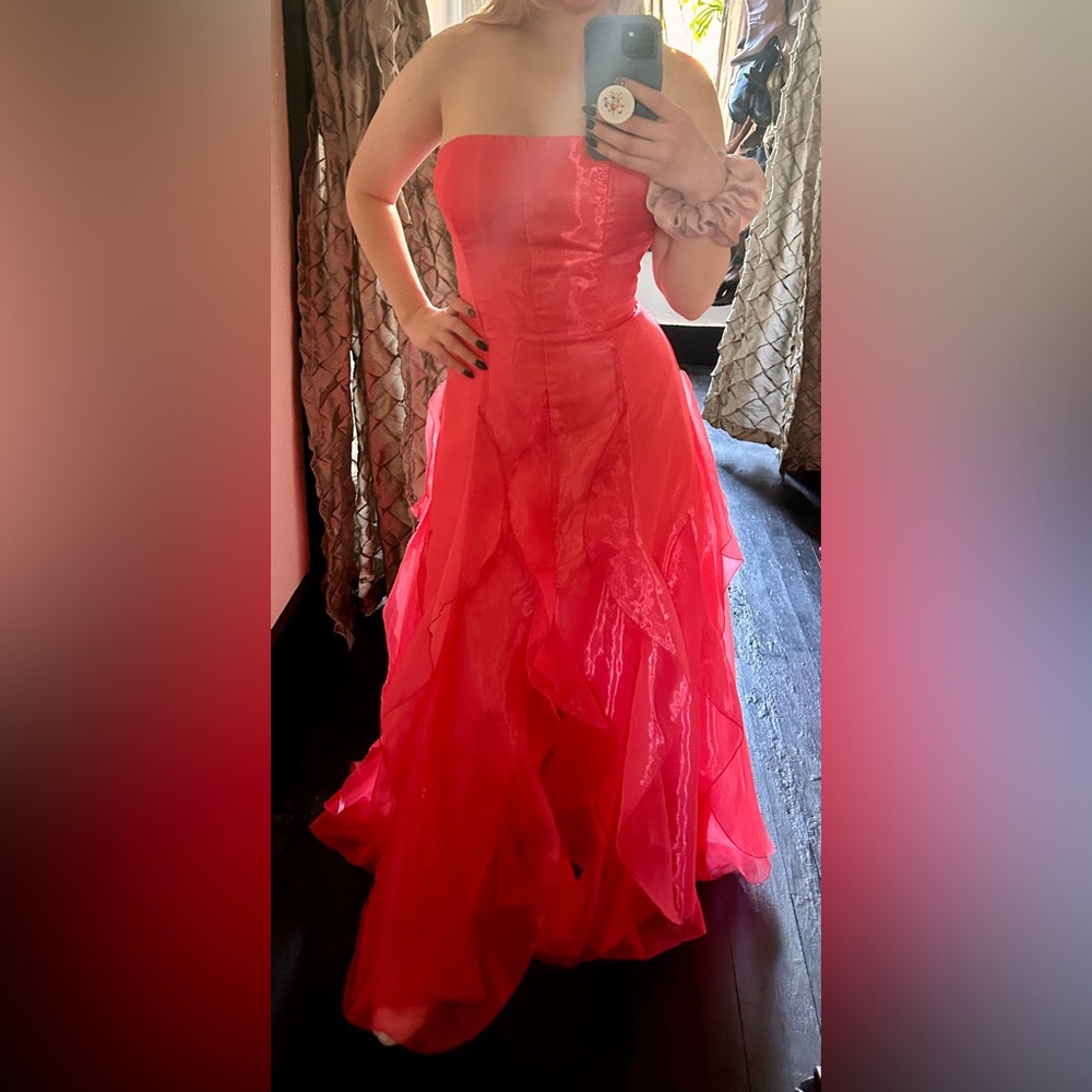 Jessica McClintock Pink Strapless Adjustable Corset Floor Length Gown Dress